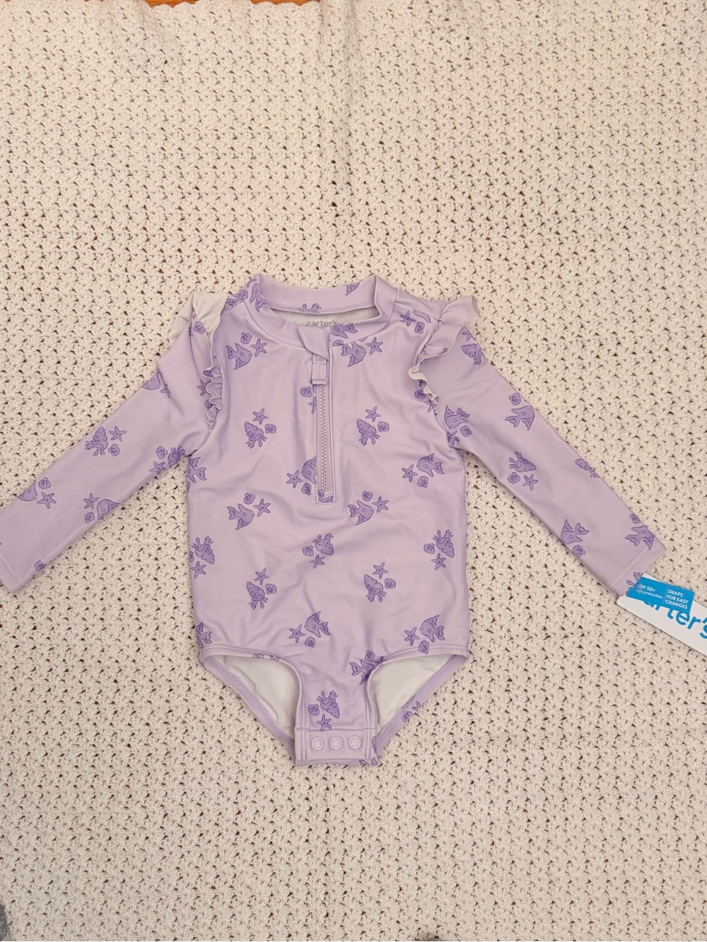 Carter's Lilac Ocean theme Long-Sleeve One-Piece Swimsuit